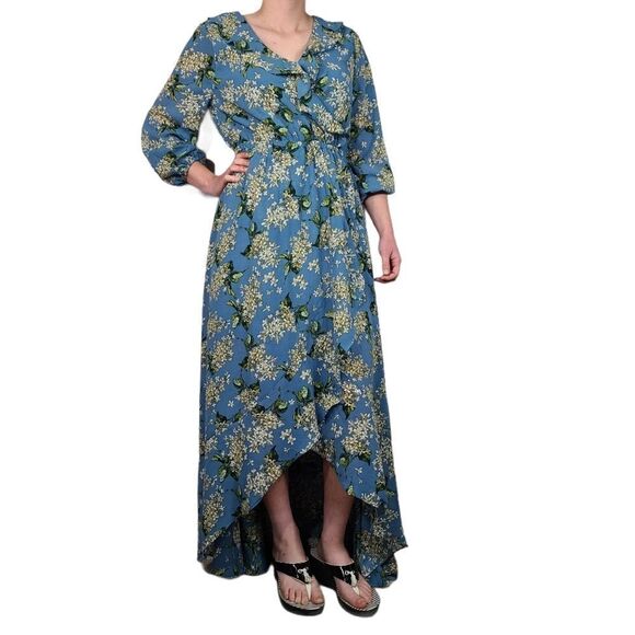 Entro Long Blue Floral Dress - Picture 1 of 10